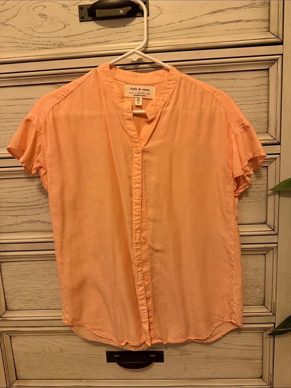 cloth & stone Peach Short-Sleeve Button-Front Blouse